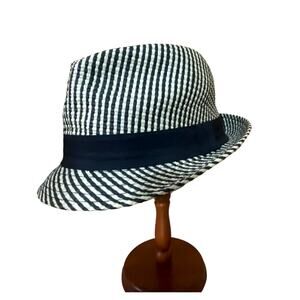 Broner Rimmed Men's Hat Cloth Band OSFM Blue Cream Neutrals Paper